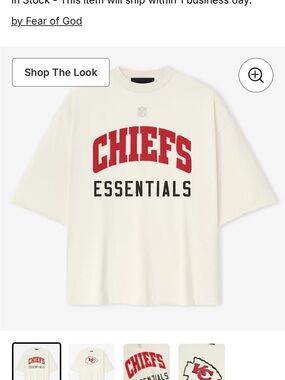 Fear of God Essentials Chiefs Graphic Tee in Cream collab NFL limited edition
